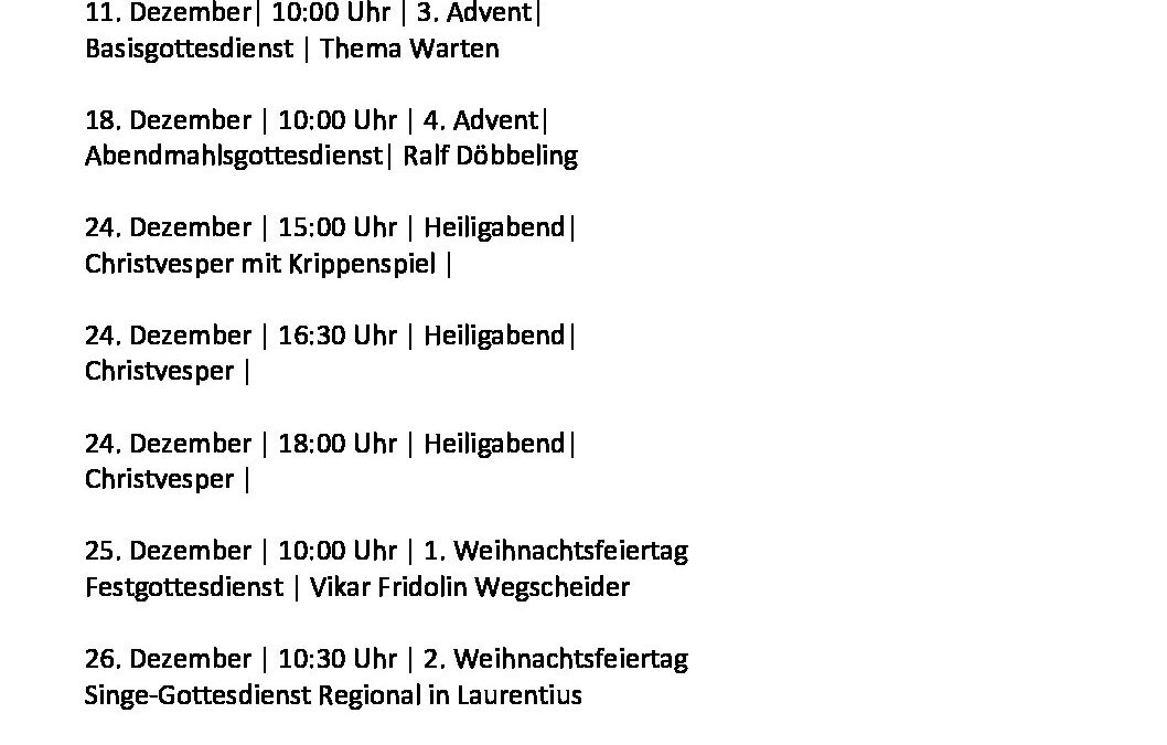 Terminblatt Dezember 2022 BartholomäusGemeinde